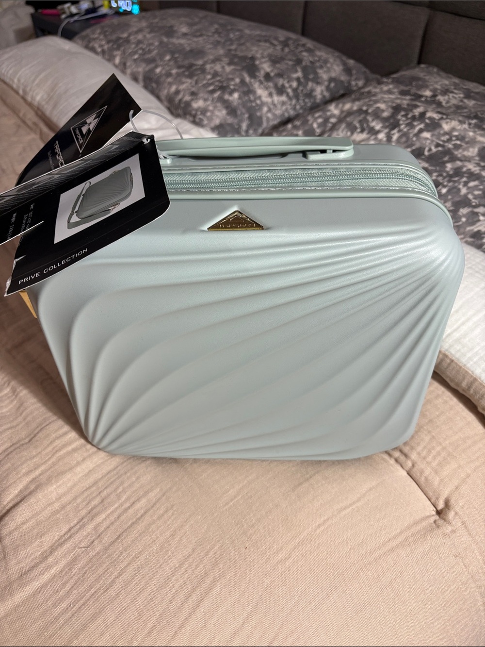 Prive Collection Mint Structured Cosmetic Case with Top Handle and mirror